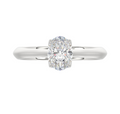 1CT Certified Oval Lab-Grown Diamond Solitaire Engagement Ring 14K White Gold ( Color F-G, Clarity Vs1/Vs2 )