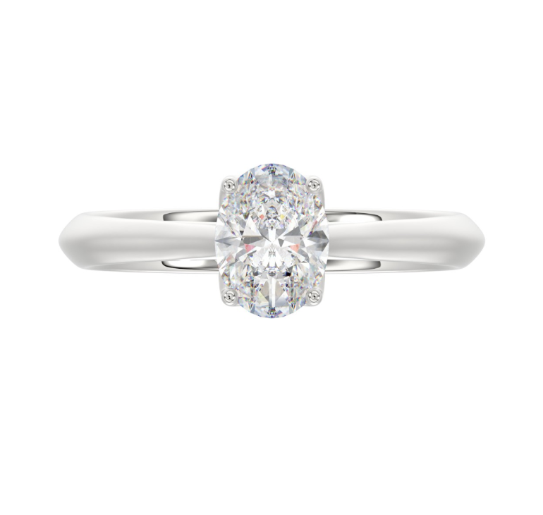 1CT Certified Oval Lab-Grown Diamond Solitaire Engagement Ring 14K White Gold ( Color F-G, Clarity Vs1/Vs2 )