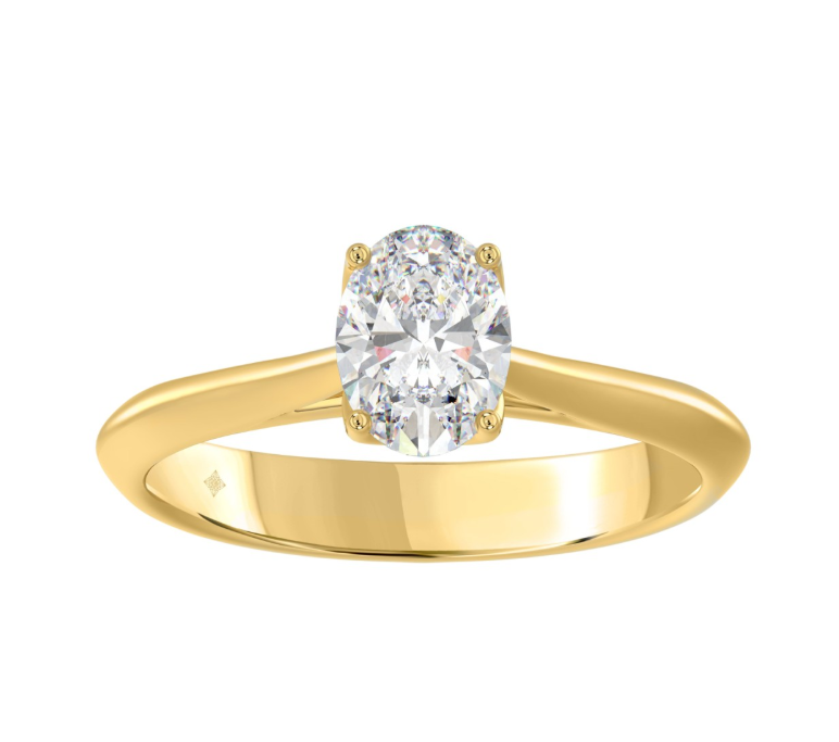 1CT Certified Oval Lab-Grown Diamond Solitaire Engagement Ring 14K Yellow Gold ( Color F-G, Clarity Vs1/Vs2 )