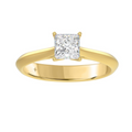 1CT Certified Princess Lab-Grown Diamond Solitaire Engagement Ring 14K Yellow Gold ( Color F-G, Clarity Vs1/Vs2 )