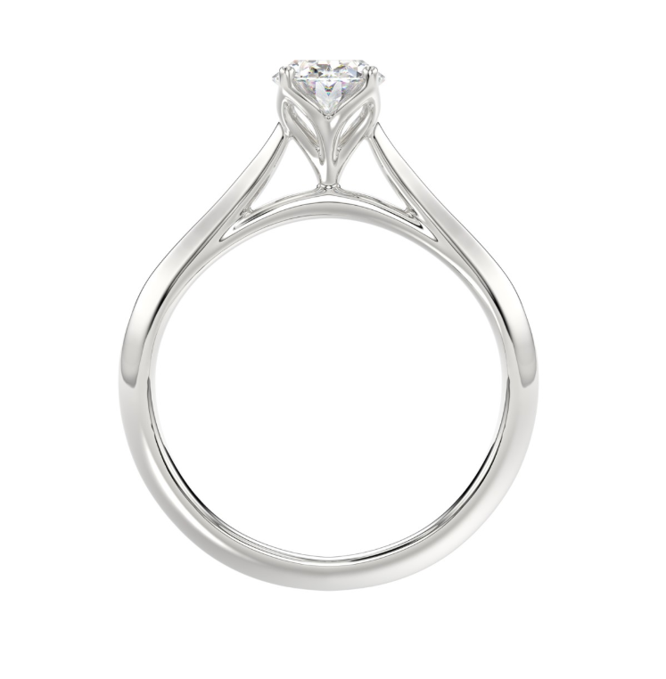 1CT Certified Oval Lab-Grown Diamond Solitaire Engagement Ring 14K White Gold ( Color F-G, Clarity Vs1/Vs2 )