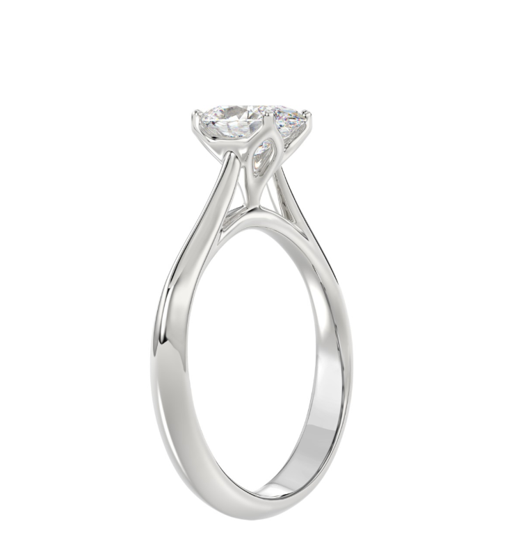 1CT Certified Oval Lab-Grown Diamond Solitaire Engagement Ring 14K White Gold ( Color F-G, Clarity Vs1/Vs2 )