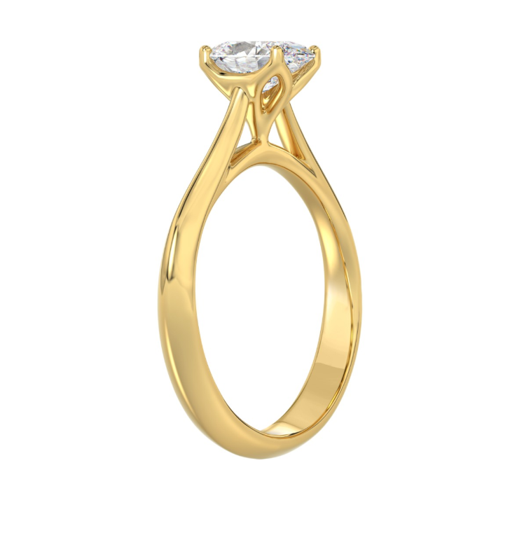 1CT Certified Oval Lab-Grown Diamond Solitaire Engagement Ring 14K Yellow Gold ( Color F-G, Clarity Vs1/Vs2 )