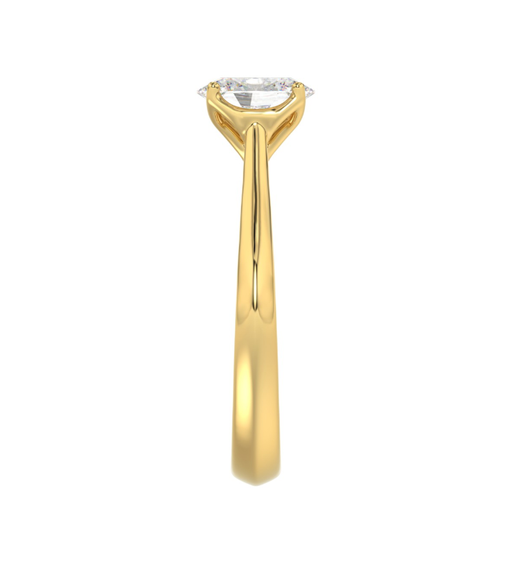 1CT Certified Oval Lab-Grown Diamond Solitaire Engagement Ring 14K Yellow Gold ( Color F-G, Clarity Vs1/Vs2 )