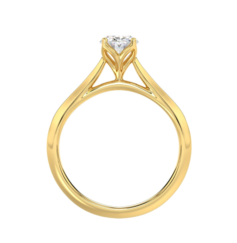 1CT Certified Oval Lab-Grown Diamond Solitaire Engagement Ring 14K Yellow Gold ( Color F-G, Clarity Vs1/Vs2 )