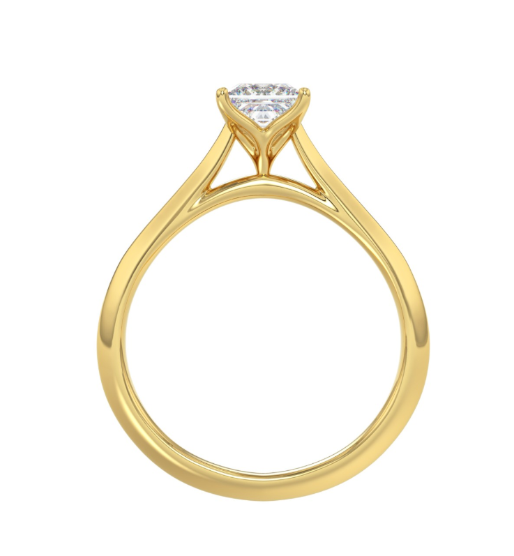 1CT Certified Princess Lab-Grown Diamond Solitaire Engagement Ring 14K Yellow Gold ( Color F-G, Clarity Vs1/Vs2 )