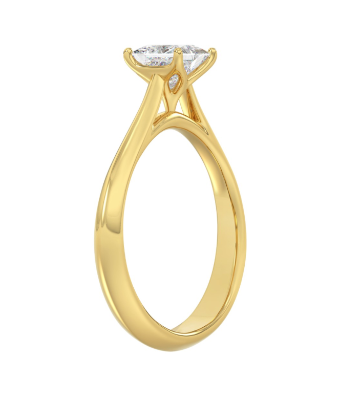 1CT Certified Princess Lab-Grown Diamond Solitaire Engagement Ring 14K Yellow Gold ( Color F-G, Clarity Vs1/Vs2 )