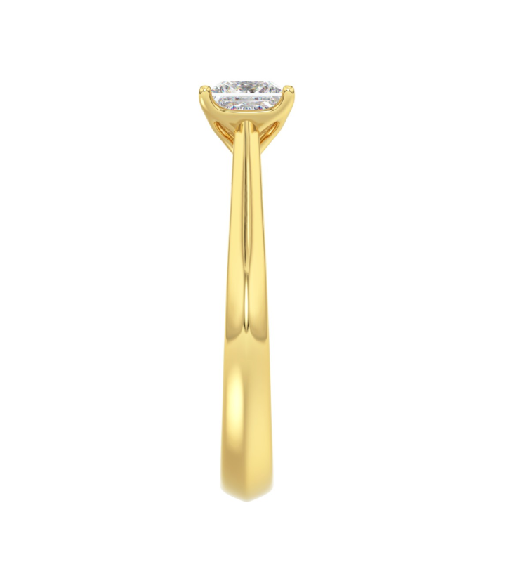 1CT Certified Princess Lab-Grown Diamond Solitaire Engagement Ring 14K Yellow Gold ( Color F-G, Clarity Vs1/Vs2 )