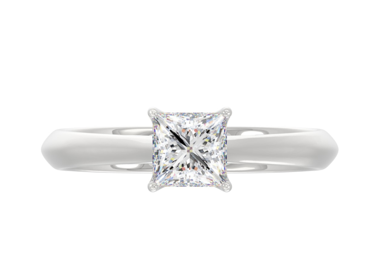 1CT Certified Princess Lab-Grown Diamond Solitaire Engagement Ring 14K White Gold ( Color F-G, Clarity Vs1/Vs2 )