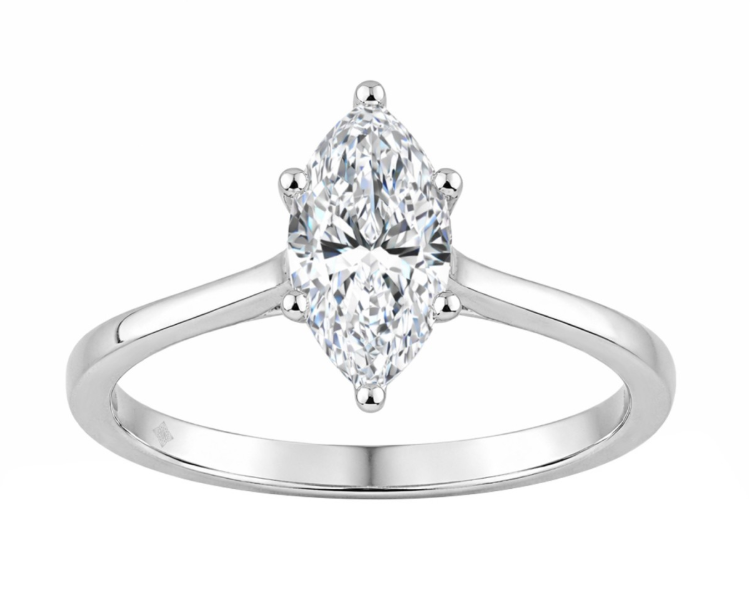 1CT Certified Marquise Lab-Grown Diamond Solitaire Engagement Ring 14K White Gold ( Color F-G, Clarity Vs1/Vs2 )