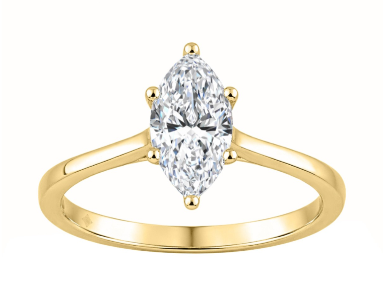 1CT Certified Marquise Lab-Grown Diamond Solitaire Engagement Ring 14K Yellow Gold ( Color F-G, Clarity Vs1/Vs2 )