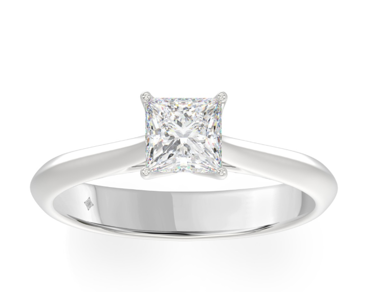 1CT Certified Princess Lab-Grown Diamond Solitaire Engagement Ring 14K White Gold ( Color F-G, Clarity Vs1/Vs2 )