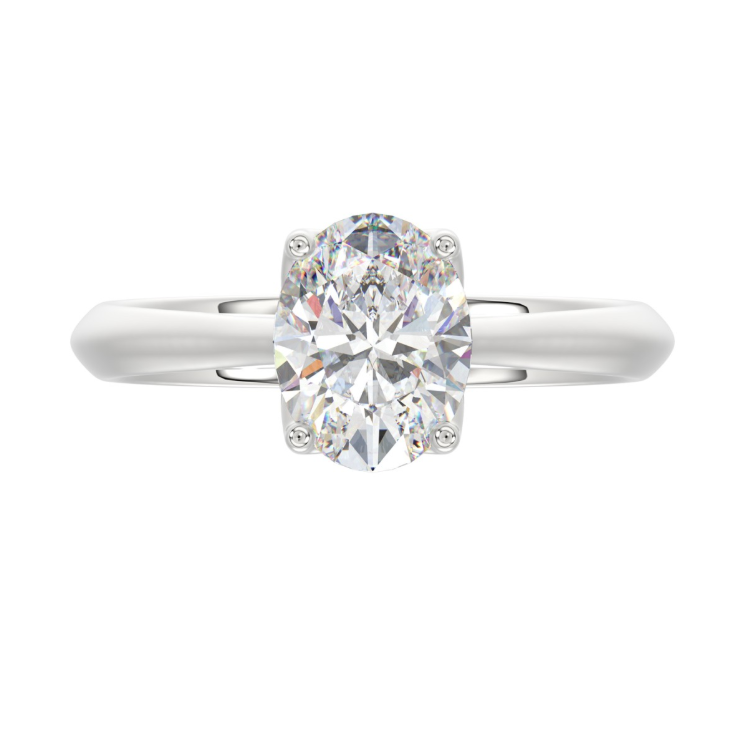 2CT Certified Oval Lab-Grown Diamond Solitaire Engagement Ring 14K White Gold ( Color F-G, Clarity Vs1/Vs2 )