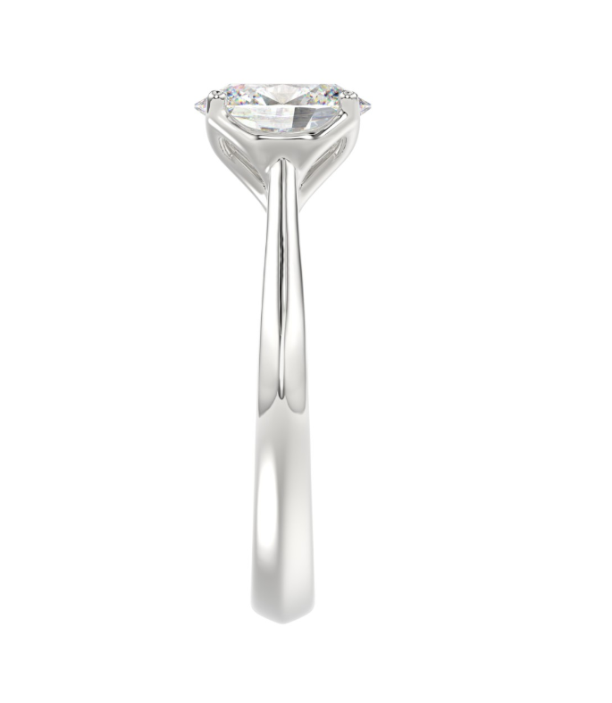 2CT Certified Oval Lab-Grown Diamond Solitaire Engagement Ring 14K White Gold ( Color F-G, Clarity Vs1/Vs2 )