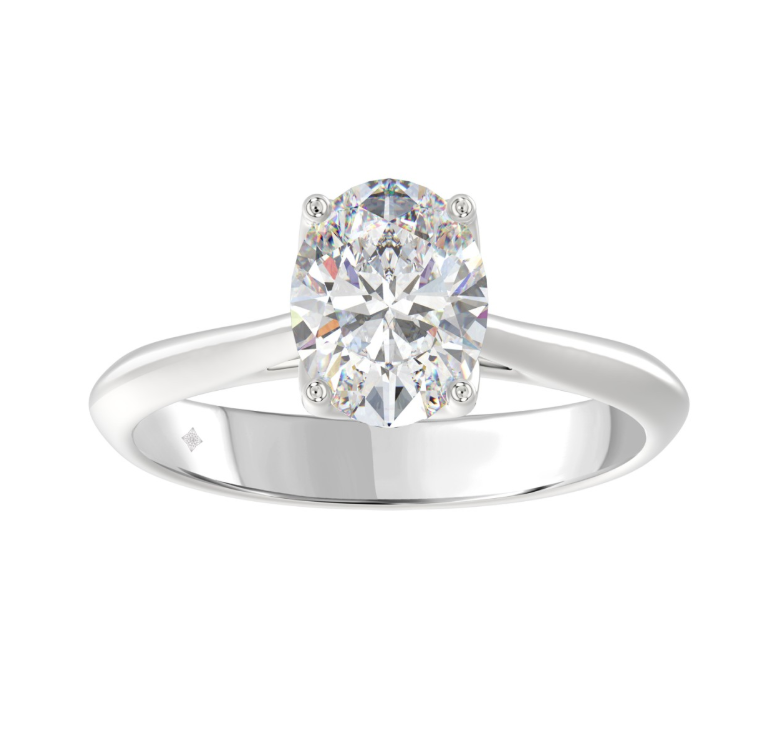 2CT Certified Oval Lab-Grown Diamond Solitaire Engagement Ring 14K White Gold ( Color F-G, Clarity Vs1/Vs2 )