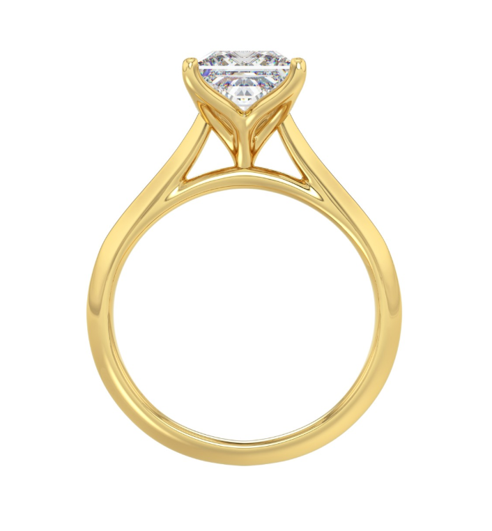 2CT Certified Princess Lab-Grown Diamond Solitaire Engagement Ring 14K Yellow Gold ( Color F-G, Clarity Vs1/Vs2 )
