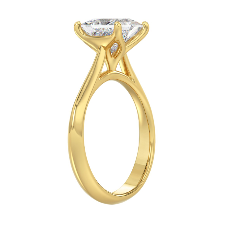 2CT Certified Princess Lab-Grown Diamond Solitaire Engagement Ring 14K Yellow Gold ( Color F-G, Clarity Vs1/Vs2 )