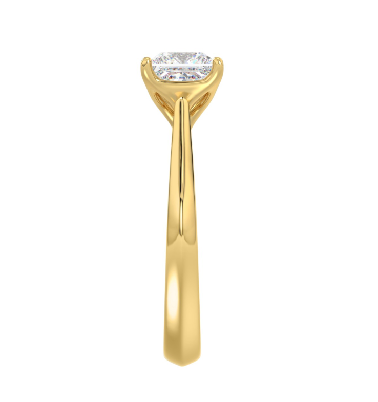 2CT Certified Princess Lab-Grown Diamond Solitaire Engagement Ring 14K Yellow Gold ( Color F-G, Clarity Vs1/Vs2 )