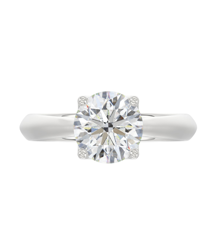 2CT Certified Round Lab-Grown Diamond Solitaire Engagement Ring 14K White Gold ( Color F-G, Clarity Vs1/Vs2 )