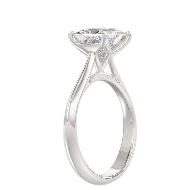 2CT Certified Princess Lab-Grown Diamond Solitaire Engagement Ring 14K White Gold ( Color F-G, Clarity Vs1/Vs2 )