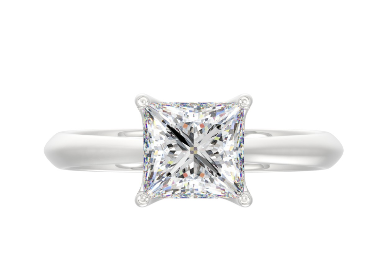 2CT Certified Princess Lab-Grown Diamond Solitaire Engagement Ring 14K White Gold ( Color F-G, Clarity Vs1/Vs2 )