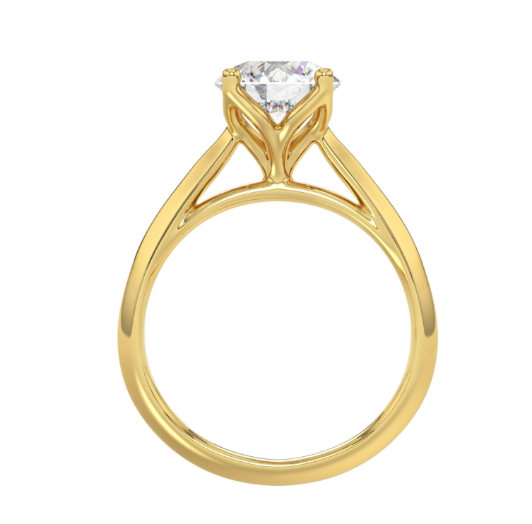 2CT Certified Round Lab-Grown Diamond Solitaire Engagement Ring 14K Yellow Gold ( Color F-G, Clarity Vs1/Vs2 )