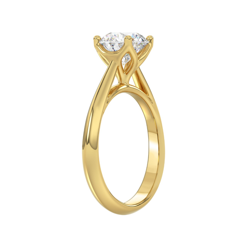 2CT Certified Round Lab-Grown Diamond Solitaire Engagement Ring 14K Yellow Gold ( Color F-G, Clarity Vs1/Vs2 )