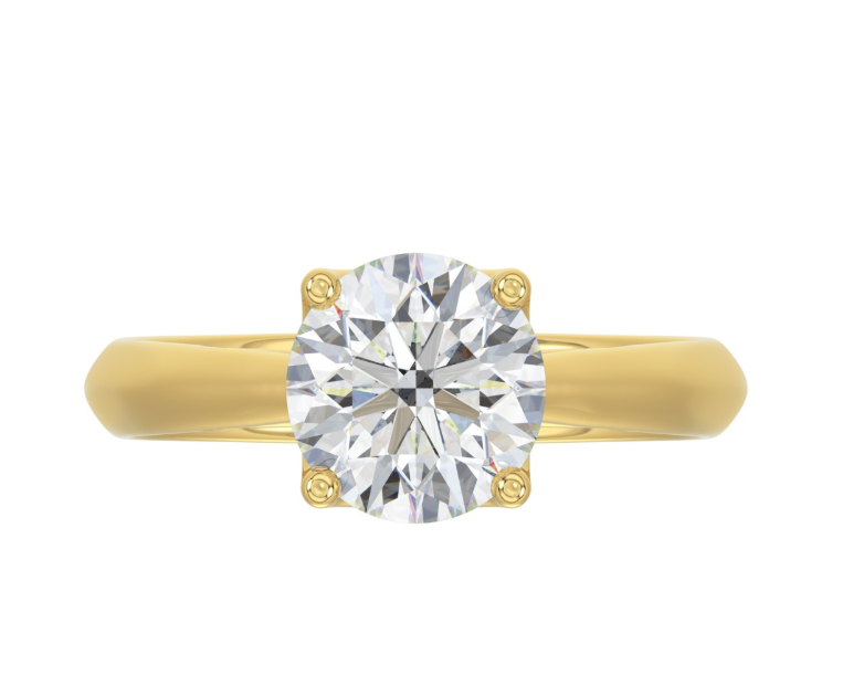 2CT Certified Round Lab-Grown Diamond Solitaire Engagement Ring 14K Yellow Gold ( Color F-G, Clarity Vs1/Vs2 )