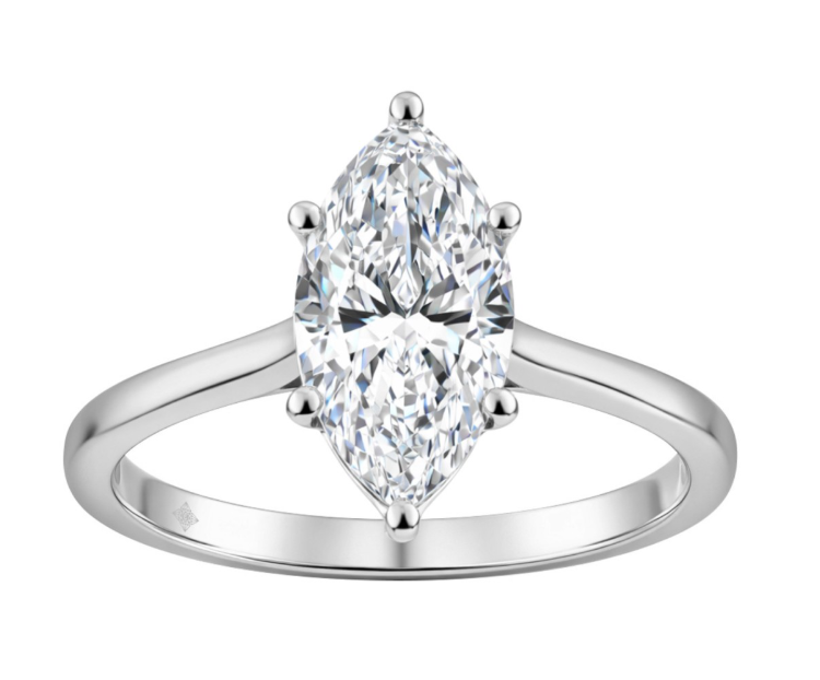 2CT Certified Marquise Lab-Grown Diamond Solitaire Engagement Ring 14K White Gold ( Color F-G, Clarity Vs1/Vs2 )