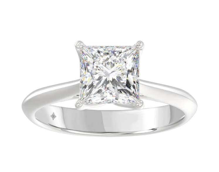 2CT Certified Princess Lab-Grown Diamond Solitaire Engagement Ring 14K White Gold ( Color F-G, Clarity Vs1/Vs2 )