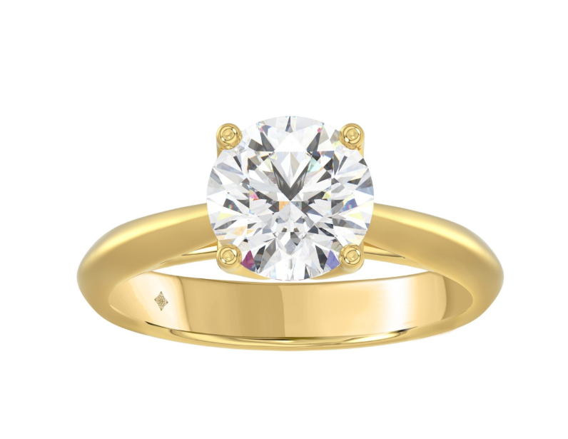 2CT Certified Round Lab-Grown Diamond Solitaire Engagement Ring 14K Yellow Gold ( Color F-G, Clarity Vs1/Vs2 )