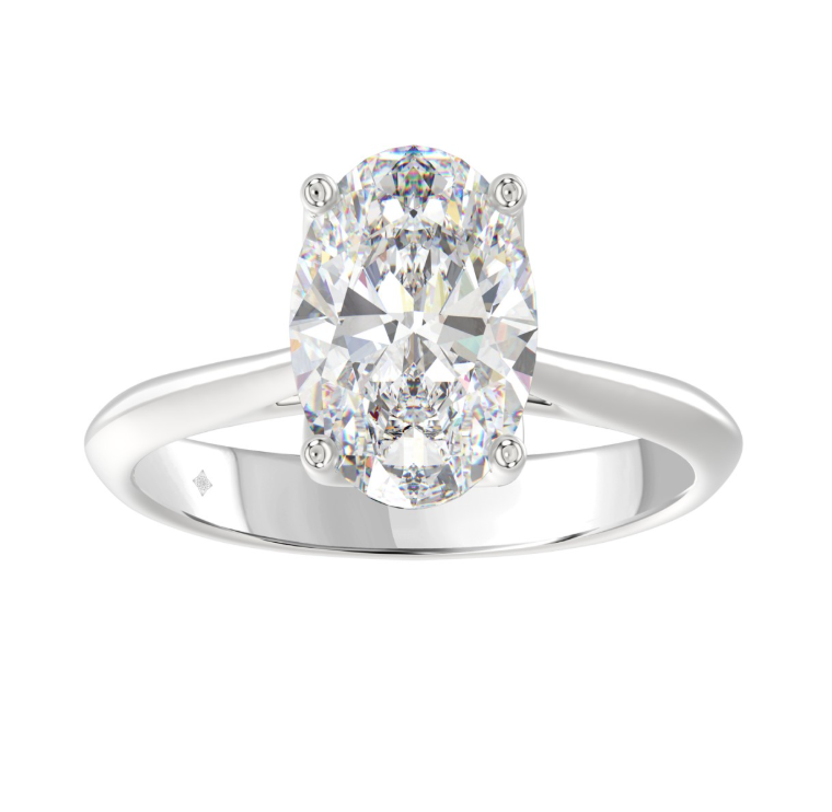 3CT Certified Oval Lab-Grown Diamond Solitaire Engagement Ring 14K White Gold ( Color F-G, Clarity Vs1/Vs2 )