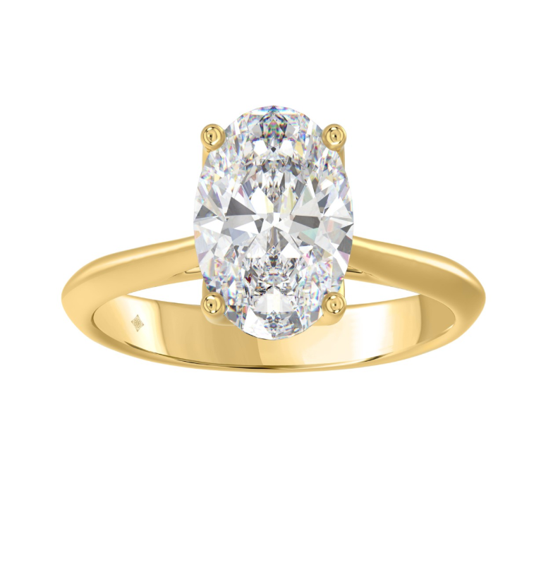 3CT Certified Oval Lab-Grown Diamond Solitaire Engagement Ring 14K Yellow Gold ( Color F-G, Clarity Vs1/Vs2 )