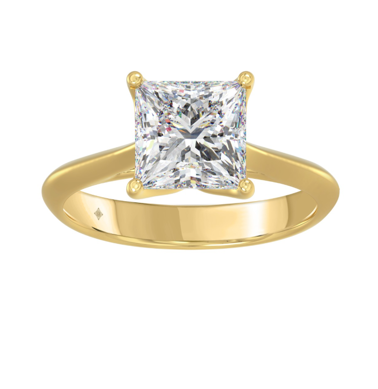 3CT Certified Princess Lab-Grown Diamond Solitaire Engagement Ring 14K Yellow Gold ( Color F-G, Clarity Vs1/Vs2 )