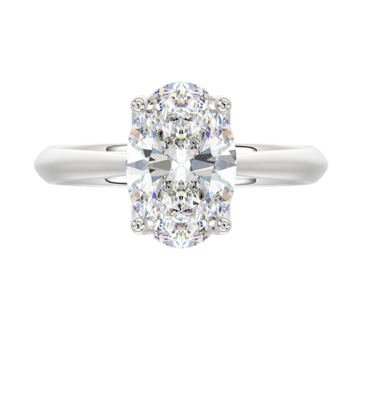 3CT Certified Oval Lab-Grown Diamond Solitaire Engagement Ring 14K White Gold ( Color F-G, Clarity Vs1/Vs2 )