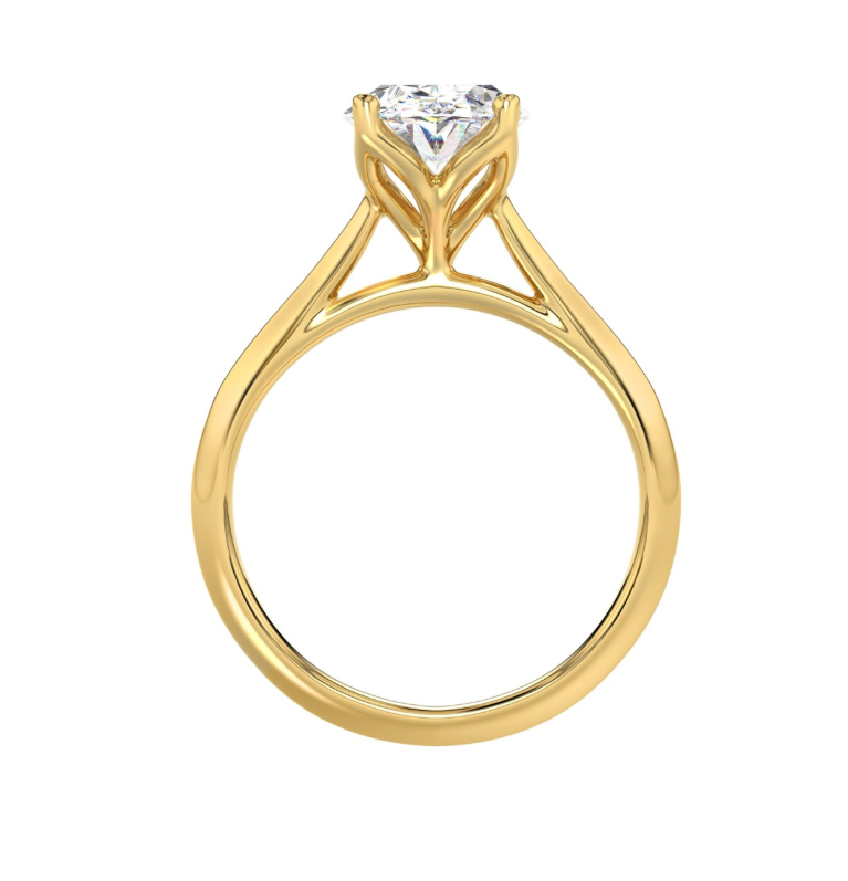 3CT Certified Oval Lab-Grown Diamond Solitaire Engagement Ring 14K Yellow Gold ( Color F-G, Clarity Vs1/Vs2 )