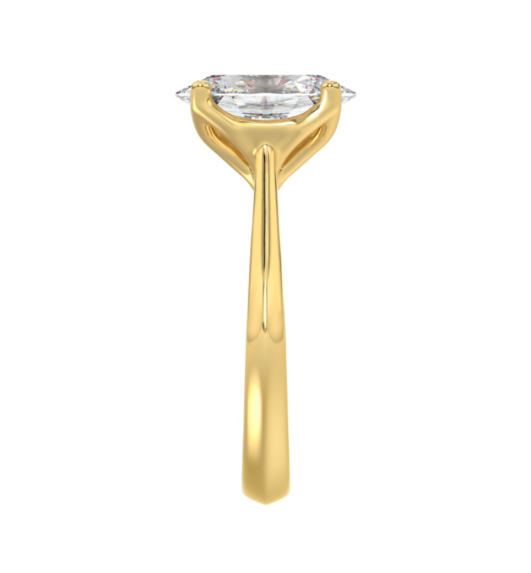 3CT Certified Oval Lab-Grown Diamond Solitaire Engagement Ring 14K Yellow Gold ( Color F-G, Clarity Vs1/Vs2 )