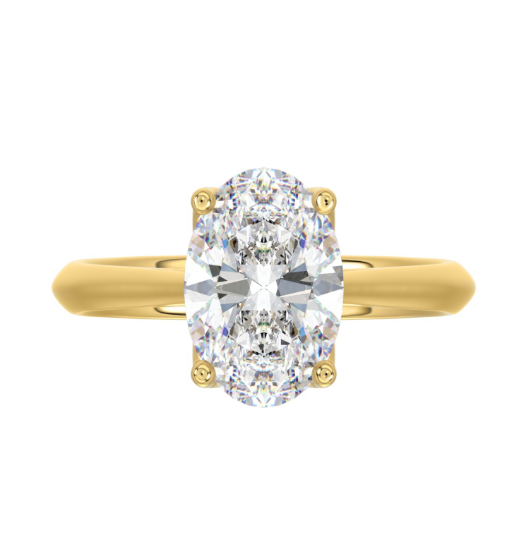 3CT Certified Oval Lab-Grown Diamond Solitaire Engagement Ring 14K Yellow Gold ( Color F-G, Clarity Vs1/Vs2 )