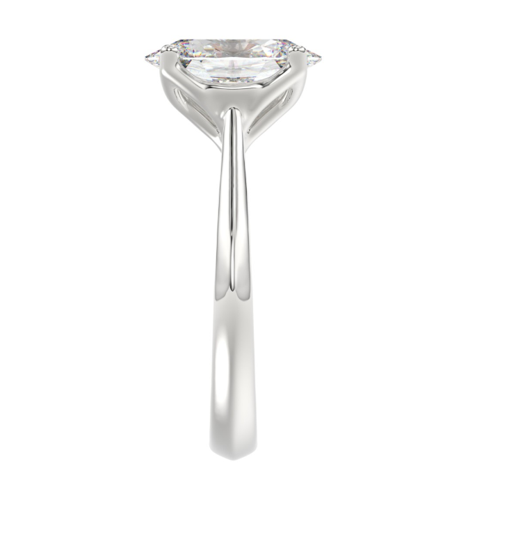 3CT Certified Oval Lab-Grown Diamond Solitaire Engagement Ring 14K White Gold ( Color F-G, Clarity Vs1/Vs2 )