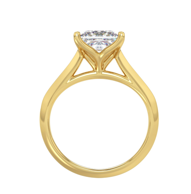 3CT Certified Princess Lab-Grown Diamond Solitaire Engagement Ring 14K Yellow Gold ( Color F-G, Clarity Vs1/Vs2 )