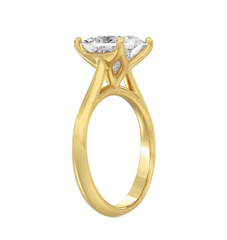 3CT Certified Princess Lab-Grown Diamond Solitaire Engagement Ring 14K Yellow Gold ( Color F-G, Clarity Vs1/Vs2 )