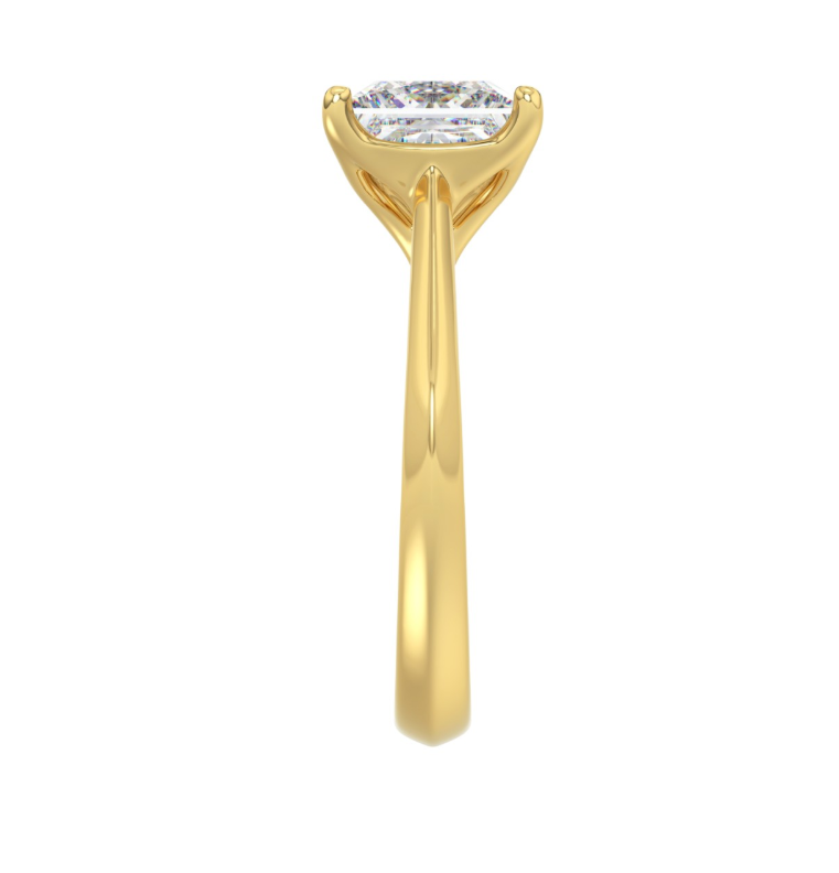 3CT Certified Princess Lab-Grown Diamond Solitaire Engagement Ring 14K Yellow Gold ( Color F-G, Clarity Vs1/Vs2 )