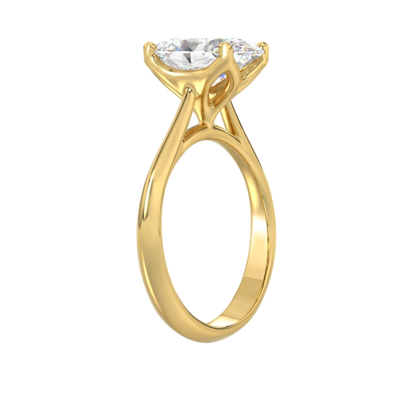 3CT Certified Oval Lab-Grown Diamond Solitaire Engagement Ring 14K Yellow Gold ( Color F-G, Clarity Vs1/Vs2 )