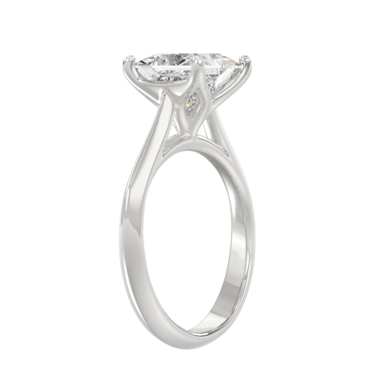 3CT Certified Princess Lab-Grown Diamond Solitaire Engagement Ring 14K White Gold ( Color F-G, Clarity Vs1/Vs2 )