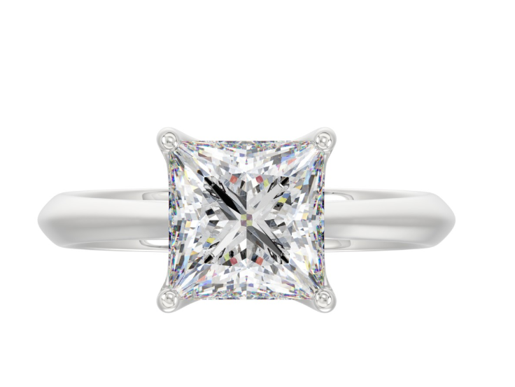 3CT Certified Princess Lab-Grown Diamond Solitaire Engagement Ring 14K White Gold ( Color F-G, Clarity Vs1/Vs2 )