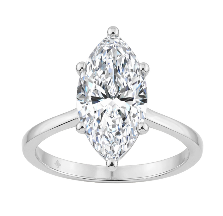 3CT Certified Marquise Lab-Grown Diamond Solitaire Engagement Ring 14K White Gold ( Color F-G, Clarity Vs1/Vs2 )