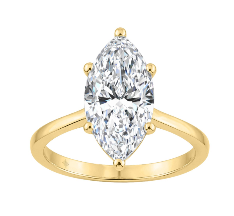 3CT Certified Marquise Lab-Grown Diamond Solitaire Engagement Ring 14K Yellow Gold ( Color F-G, Clarity Vs1/Vs2 )