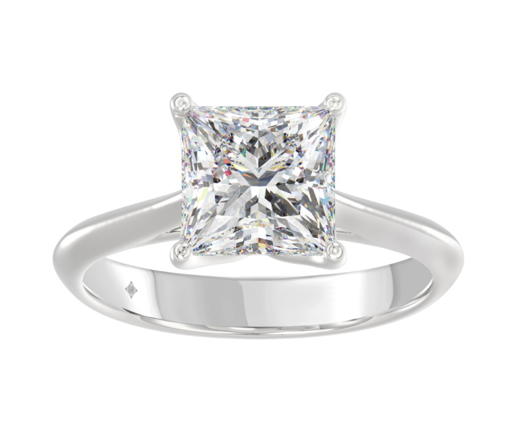 3CT Certified Princess Lab-Grown Diamond Solitaire Engagement Ring 14K White Gold ( Color F-G, Clarity Vs1/Vs2 )