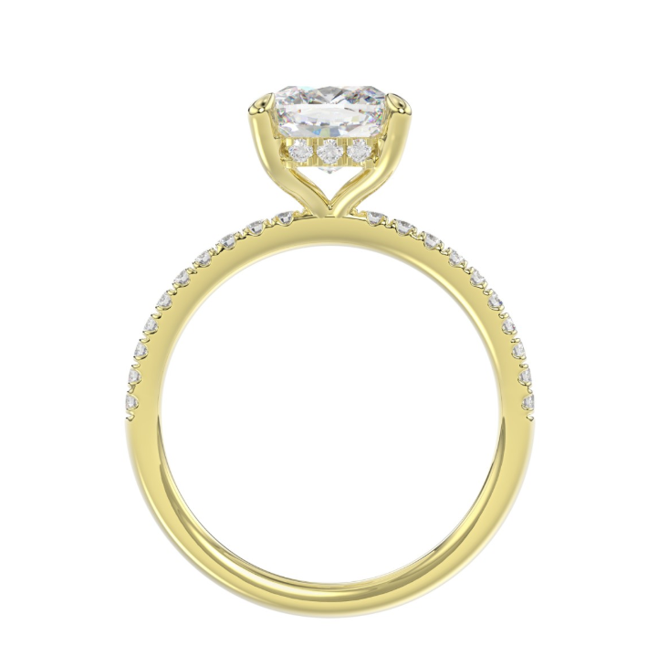 14K YELLOW GOLD 2 1/4CT.TW LAB GROWN DIAMOND DIAMOND LADIES RING CENTER STONE 2CT LAB GROWN DIAMOND CUSHION DIAMOND
