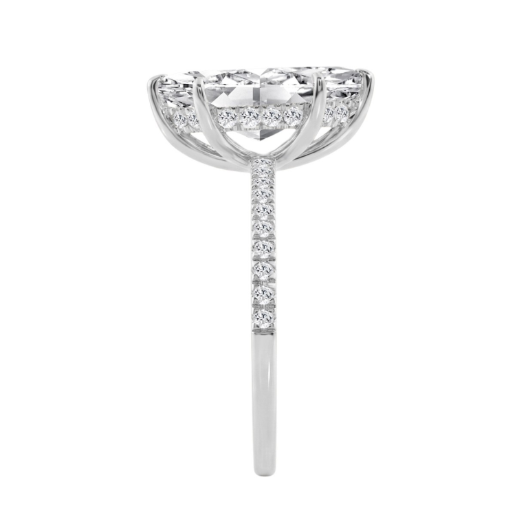 14K WHITE GOLD 2 1/4CT.TW LAB GROWN DIAMOND LADIES RING CENTER STONE 2CT MARQUISE LAB GROWN DIAMOND